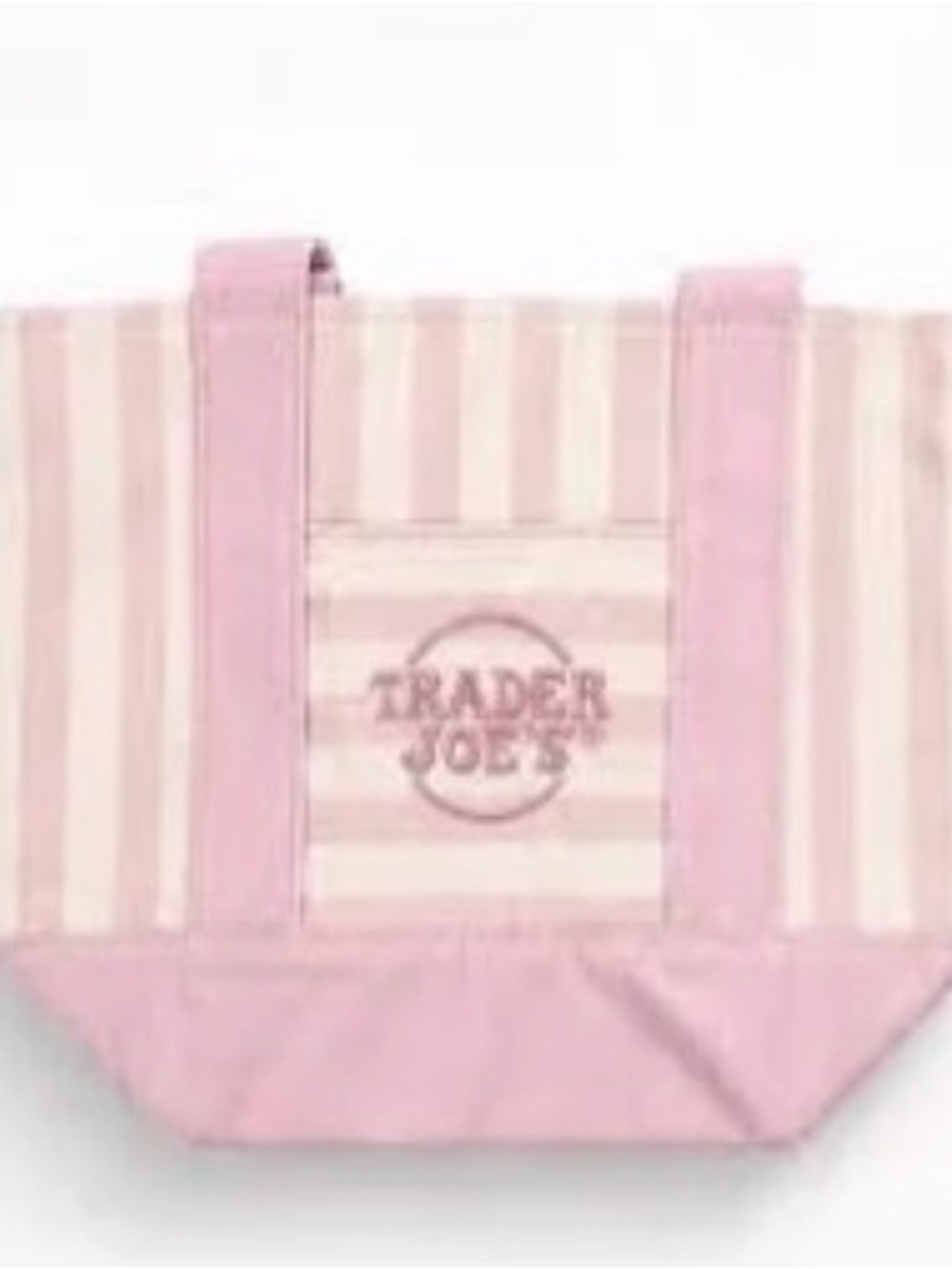 Trader Joe’s Mini Tote 2026.Pink Stripe Canvas Tote Bag.